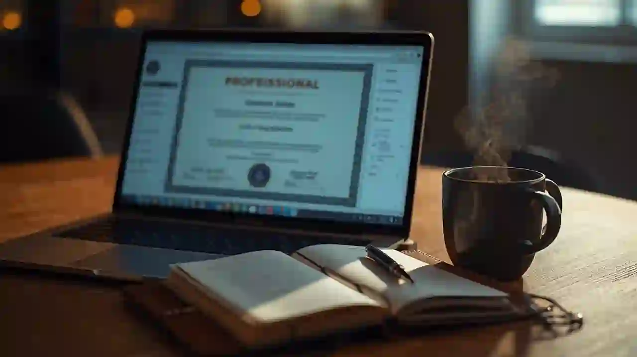 Brazilian CNPJ certificate on a laptop screen next to a notebook